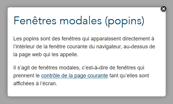 Fenêtres modales - AcceDe Web