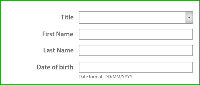 Same form, the labels are aligned on the right, they are all about 10 pixels from their respective fields.